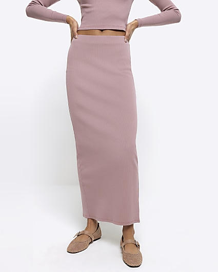 Pink midi shop skirt river island