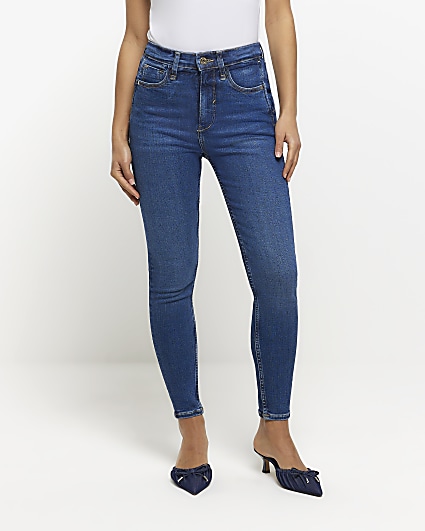 River Island Petite high rise skinny jeans in light blue