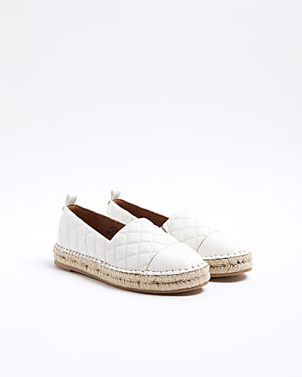 White Quilted Espadrille Shoes