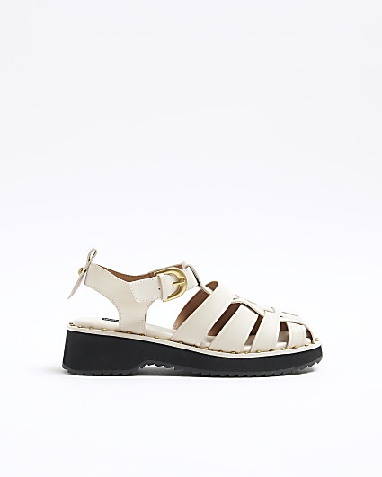 Cream Studded Gladiator Flat Sandals