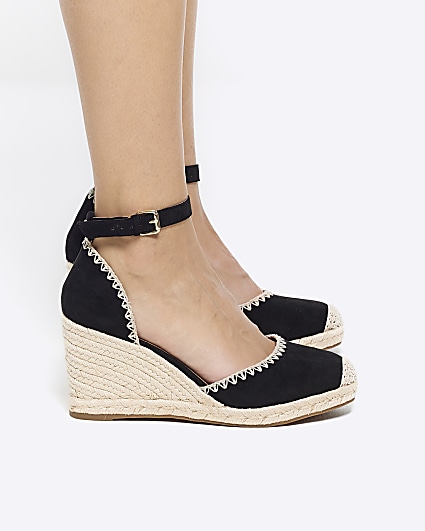 River island store black espadrille wedge