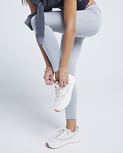 White mesh panel lace up trainers