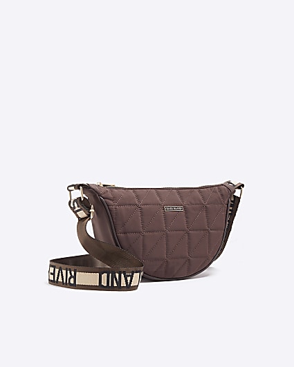 Brown Soft Scoop Quilted Cross Body Bag