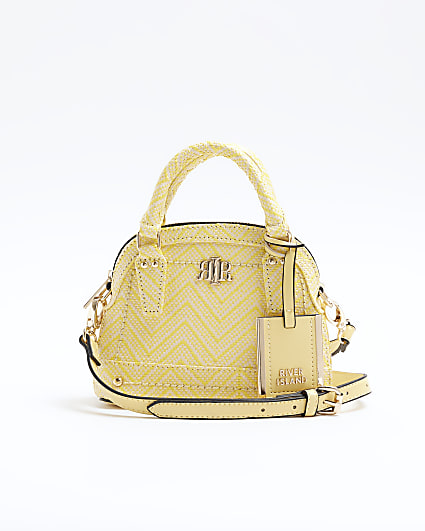 Yellow weave mini tote bag