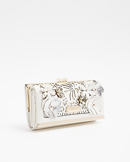 White floral detail purse
