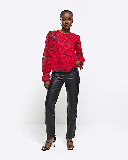 Red lace blouse