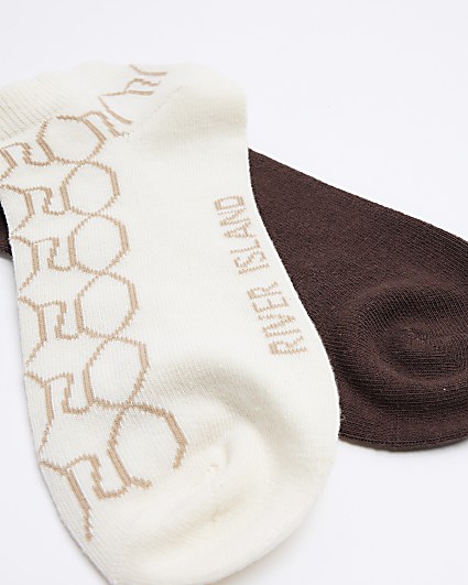 Brown monogram trainer socks multipack