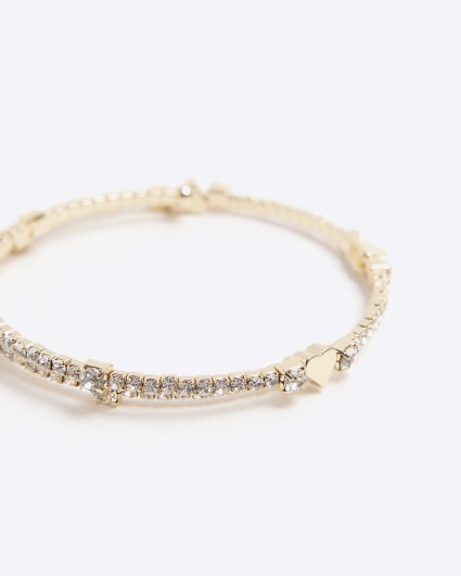 Gold Heart Diamante Bracelet