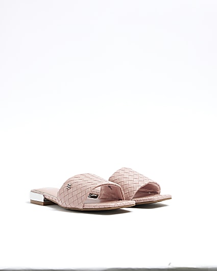 Pink Woven Mule Sandals
