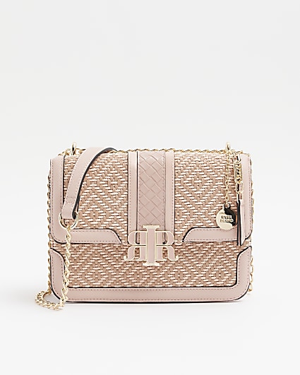 Pink Weave Satchel Bag