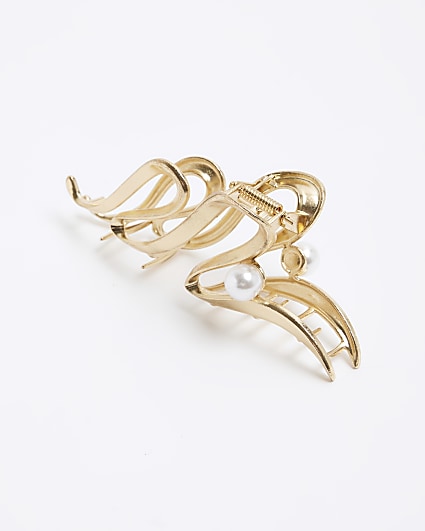 Gold wave Hair Claw clip