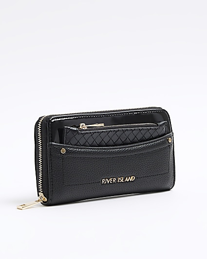 Black woven pouch purse