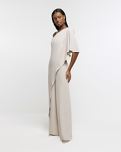 Stone cape wide leg jumpsuit