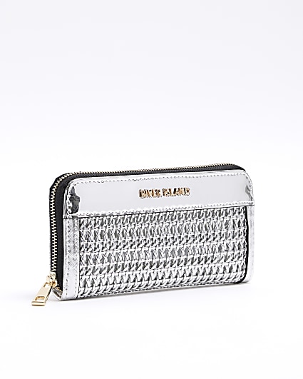 Silver metallic woven purse