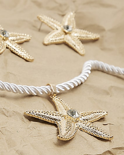 White Starfish Cord Necklace