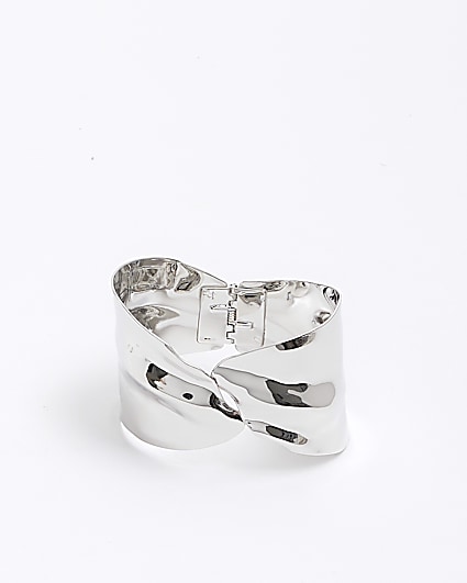 Silver textured cuff bracelet