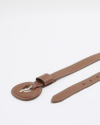 Brown covered buckle belt