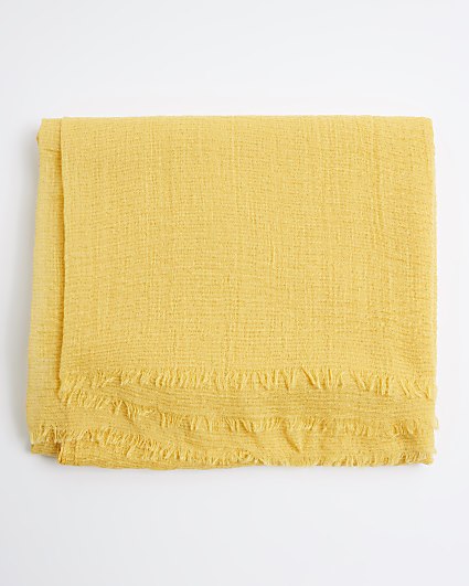 Yellow lightweight tassel scarf