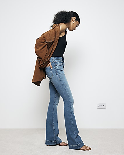 Blue high waisted tummy hold flared jeans