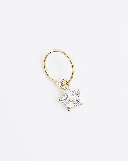 Gold Stainless Steel Flower Belly Bar