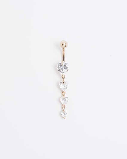 Rose Gold Stainless Steel Heart Belly Bar