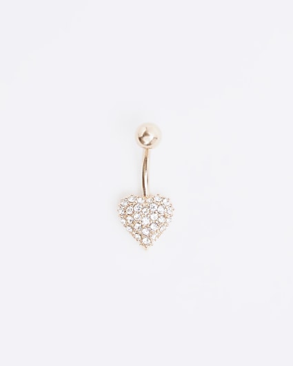 Rose Gold Stainless Steel Heart Belly Bar