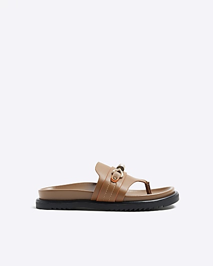 Brown toe thong sandals