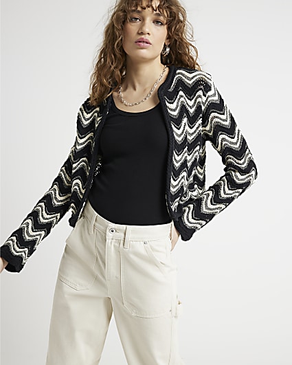 Black Chevron Cardigan