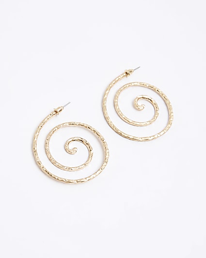Gold swirl hoop earrings