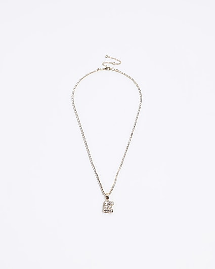 Gold E initial necklace