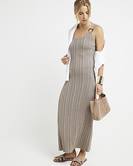 Brown Wild Zebra Print maxi modest dress