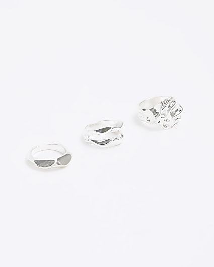 Silver Hammered Rings Multipack
