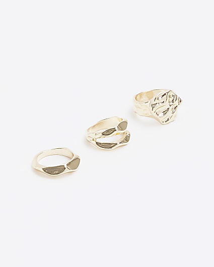 Gold Hammered Rings Multipack