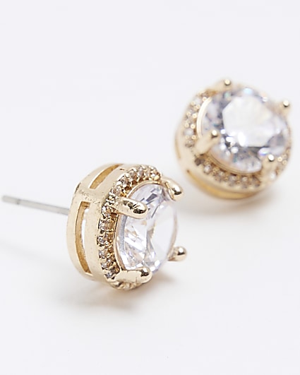 Gold Diamante Stud Earrings