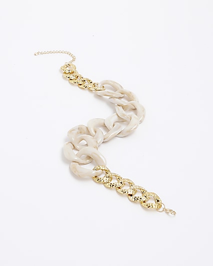 Cream Resin Chain Link Necklace