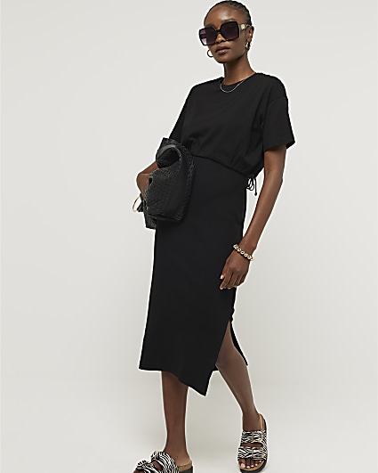 Black t hotsell shirt dress midi