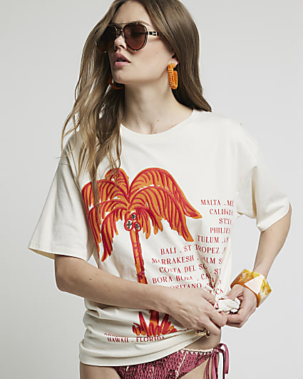 Cream Palm Tree T-shirt