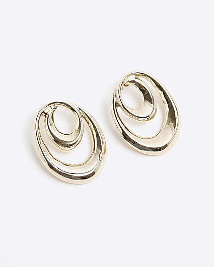 Gold Large Swirl Stud Earrings