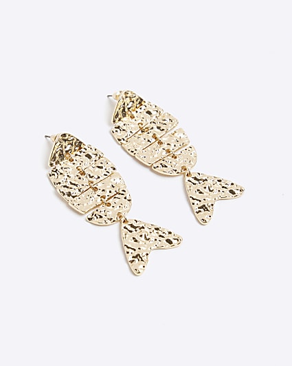 Gold colour fish detail earrings