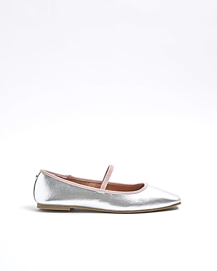 Silver Mary Jane Ballet Pumps