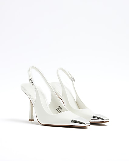 White slingback court heels