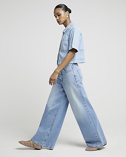 Blue high rise palazzo  jeans