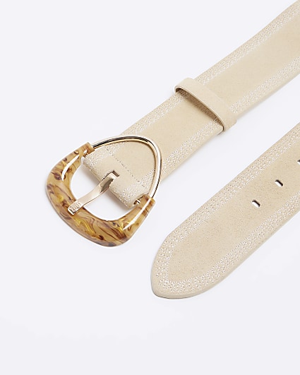 Cream suede resin buckle belt