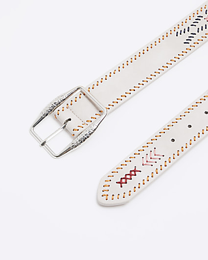 Cream embroidered belt
