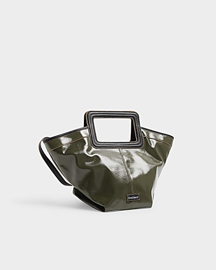 Khaki handle shopper bag