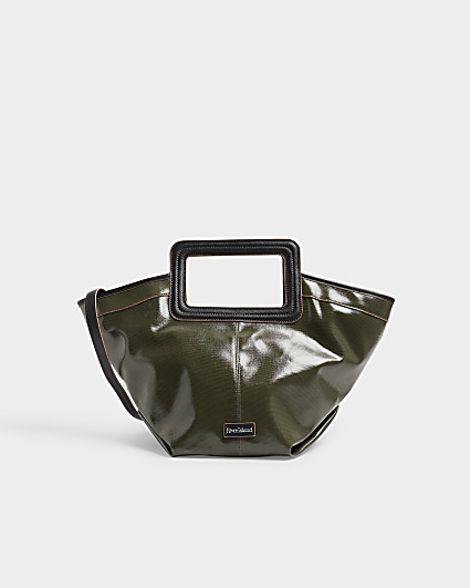 Khaki handle shopper bag