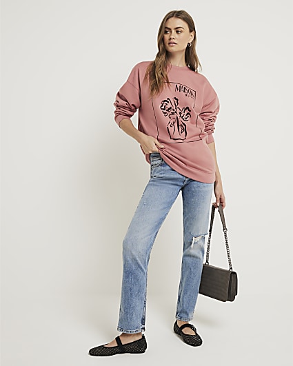 Pink floral graphic sweatshirt