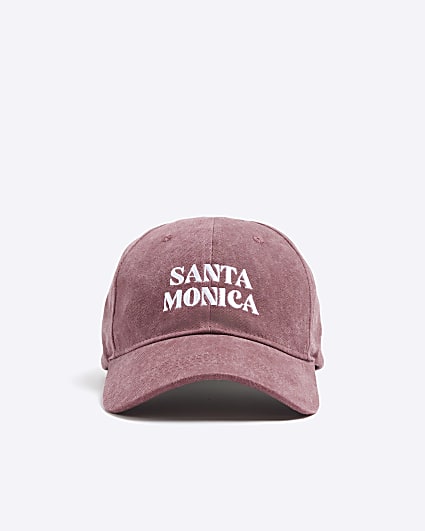 Red Santa Monica embroidered cap