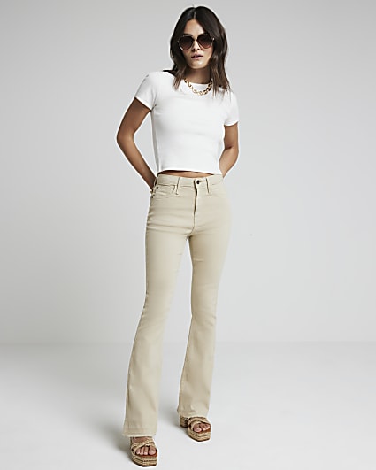 Beige high waisted kickflare jeans