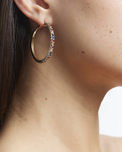 Metal rainbow hoop earrings
